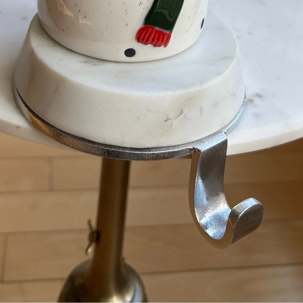 Crate&barrel Round White Marble Christmas Stocking Holder